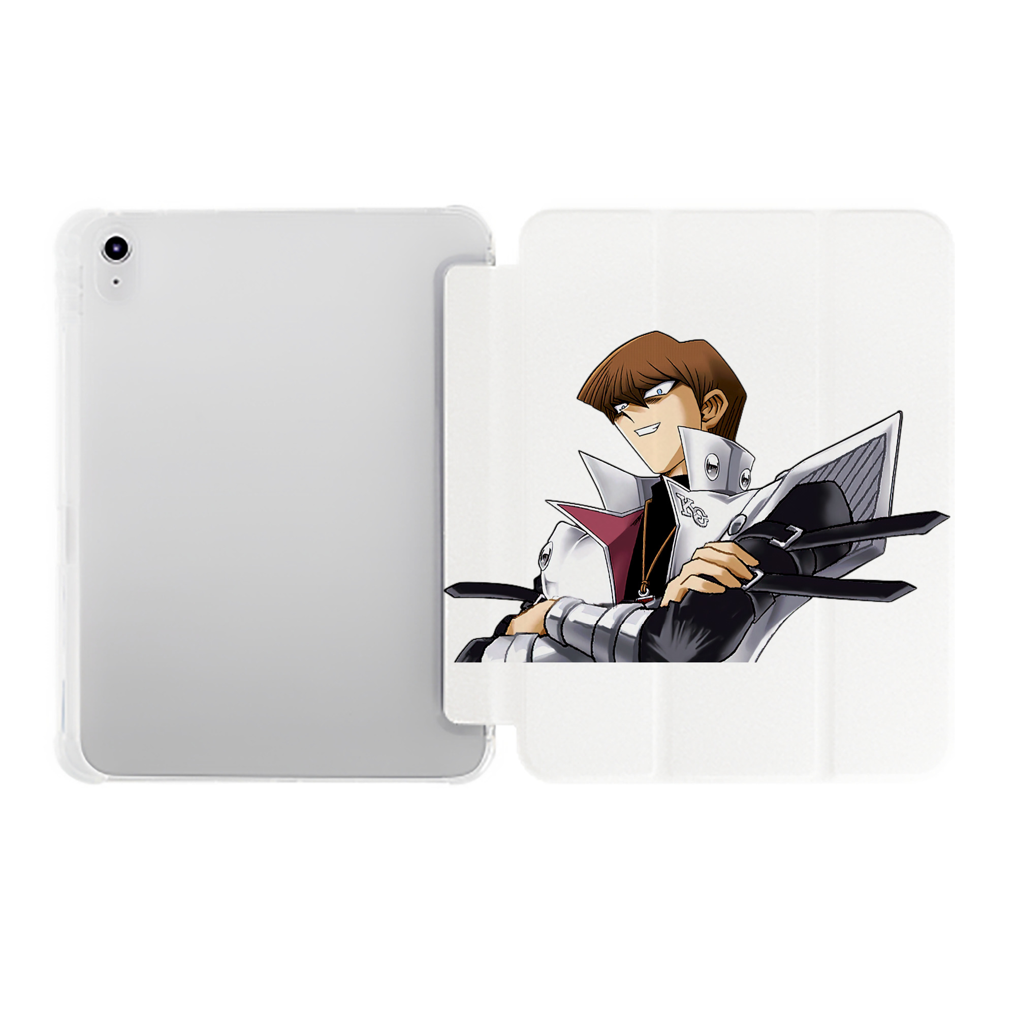 （画像用） 遊☆戯☆王 Yu-Gi-Oh! IPad ケース ペン収納付き 三つ折りスタンド PUレザー×シリコン 対応機種9.5/10.5/10.9インチ